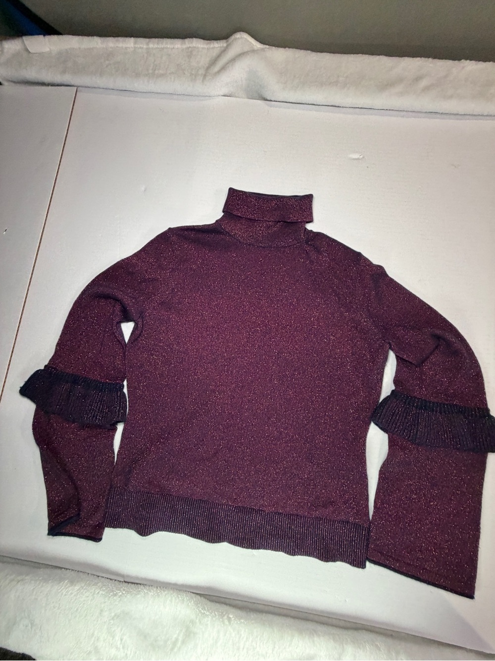 Women’s Sparkle Turtleneck Sweater - Burgundy cashmere blend